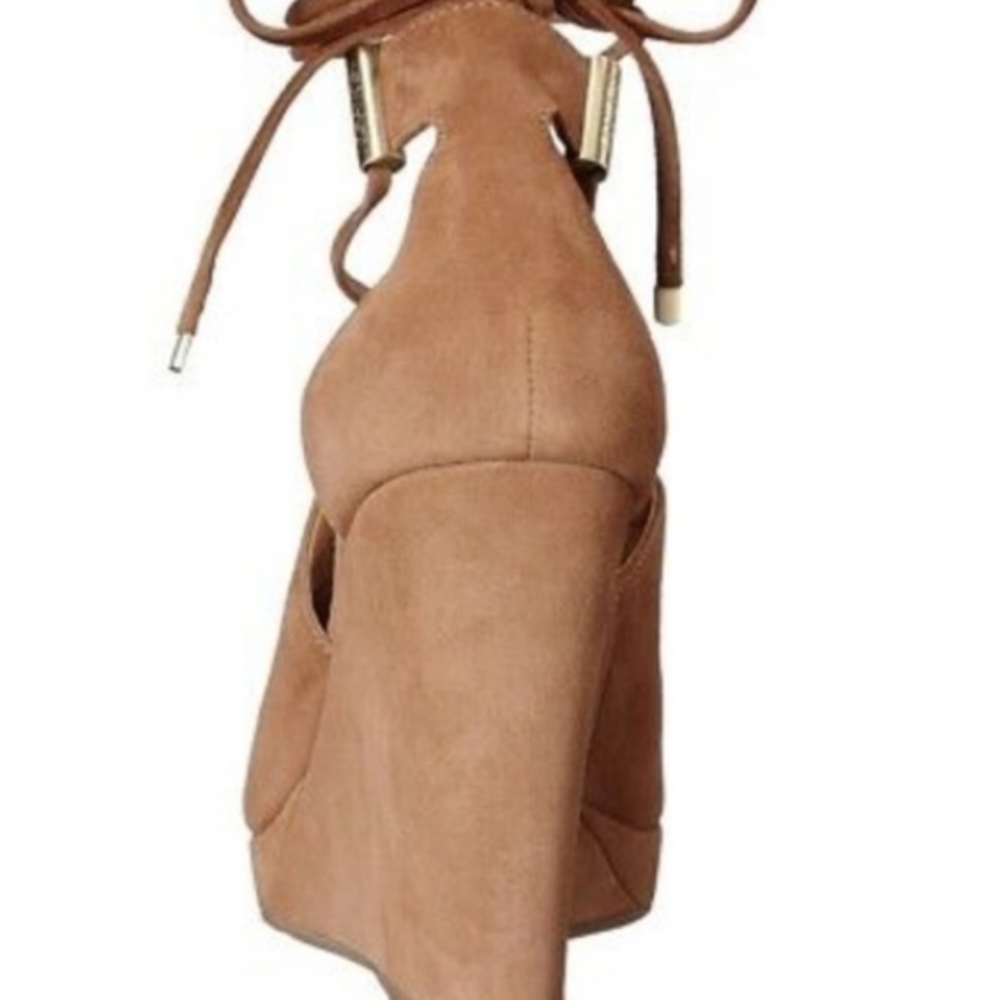 Suede leather wedge heel shoes